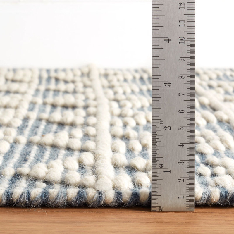 Pembrook Blue Handwoven Wool Rug, Rectangle 2' x 3'