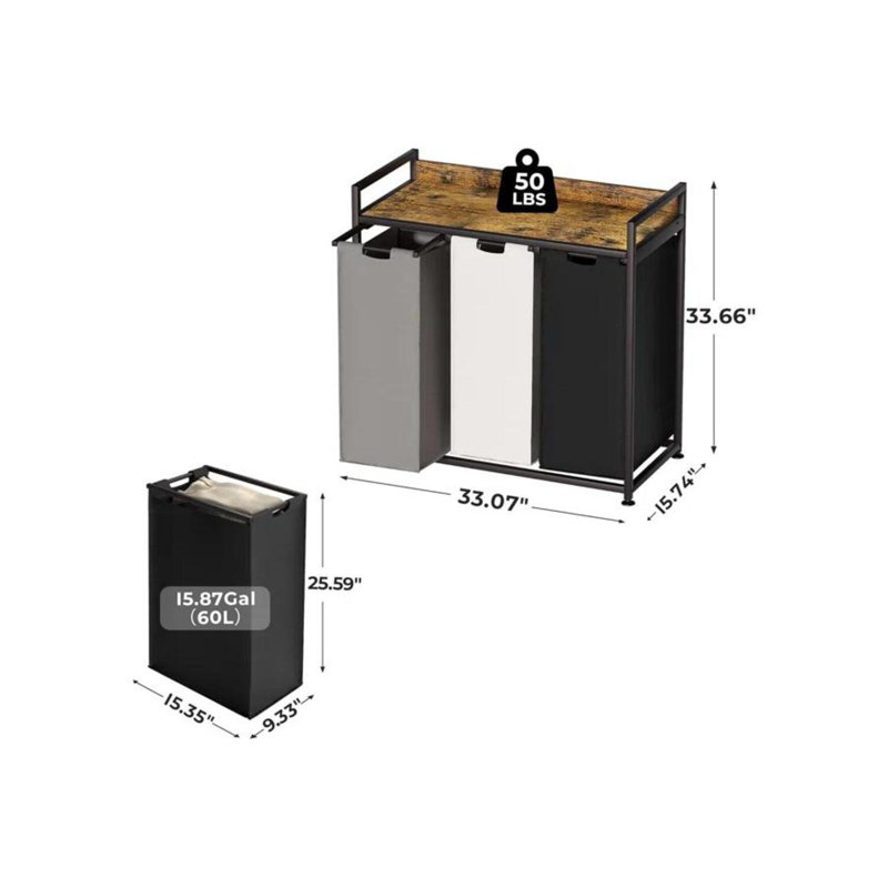 Rolling Laundry Center With Top Shelf Laundry Hamper With Wheels