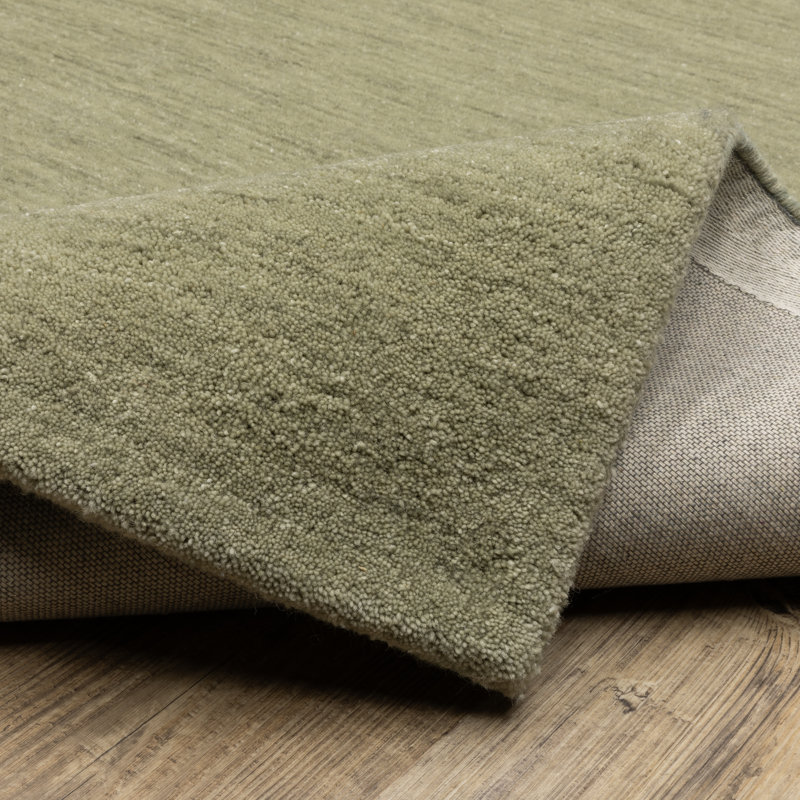 Tapis en laine vert sauge Radel, Tapis de couloir 2 pi 6 po x 8 pi