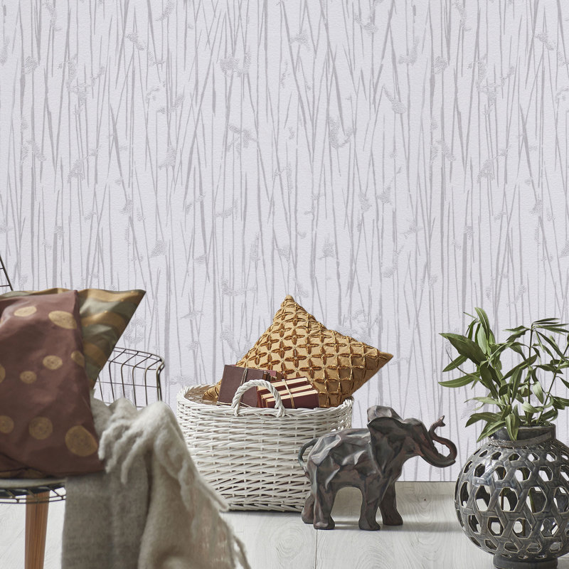 Deraway 10.05m x 53cm Textured Matte Paste the Wall Wallpaper Roll, Off White/Silver