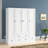 Ardit 59" Wide White Wardrobe with Louvered Doors and 5 Drawers, Freestanding Armoire Closet with Hanging Rods and Shelves-288246719