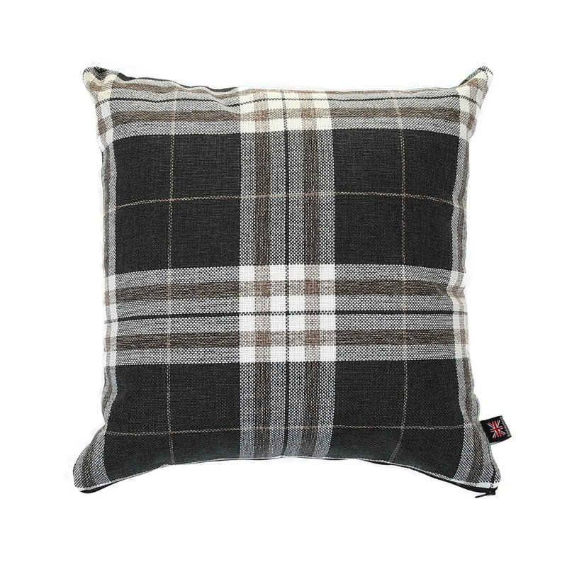 Chagnon Plaid Square Cushion, 55cm x 55cm, Black
