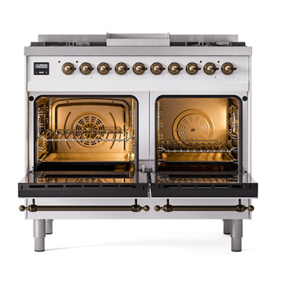 ILVE Nostalgie II Series 40 inch Dual Fuel Range with 6 Sealed Burners, Griddle (Glass Door)