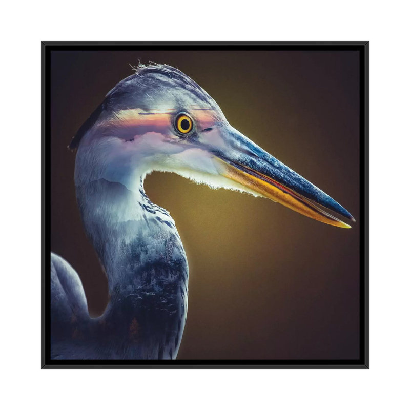 Crane by Paul Haag - Print on Canvas, Black Framed, 45.72 cm H x 45.72 cm W