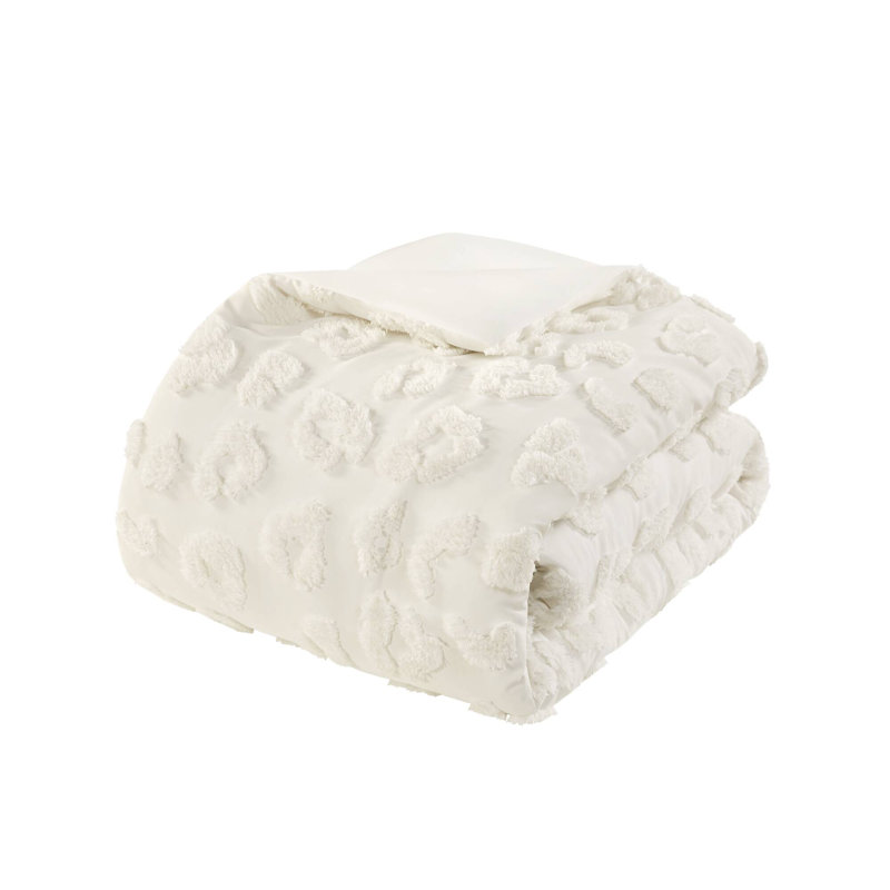 Full Off-White Microfiber Chenille Comforter Set