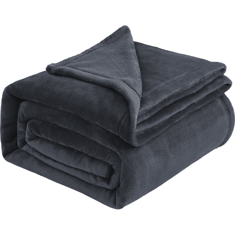 Aspire Homeware Ultra-Soft Hotel Quality Reversible Plain Weave Fleece Throw Blanket, Double (150cm W x 200cm L), Grey