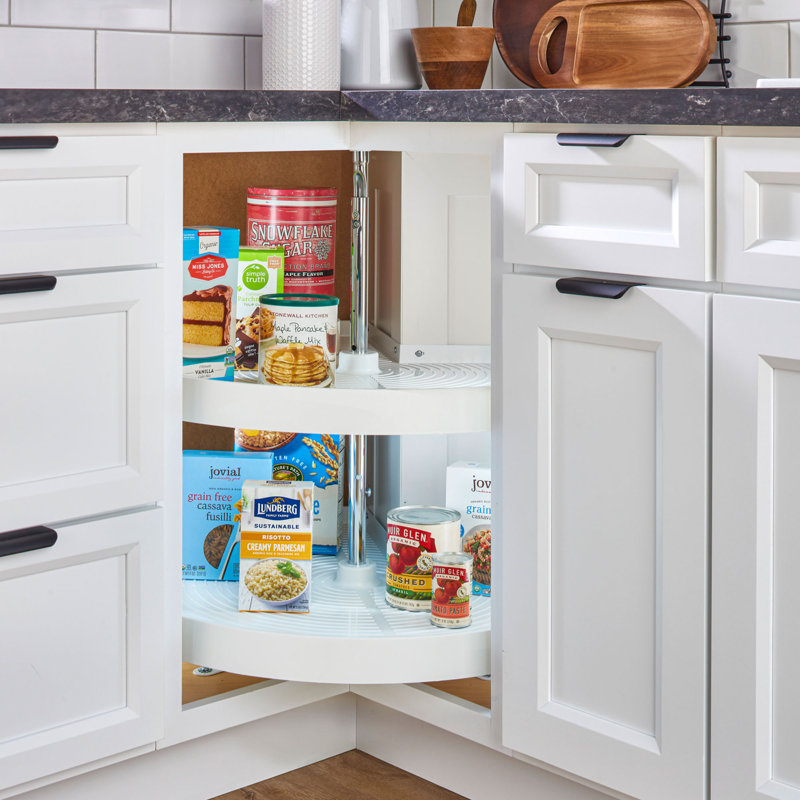 Rev-A-Shelf Lazy Susan Pie-Cut Polymer Two-Shelf, White, White, 28" W