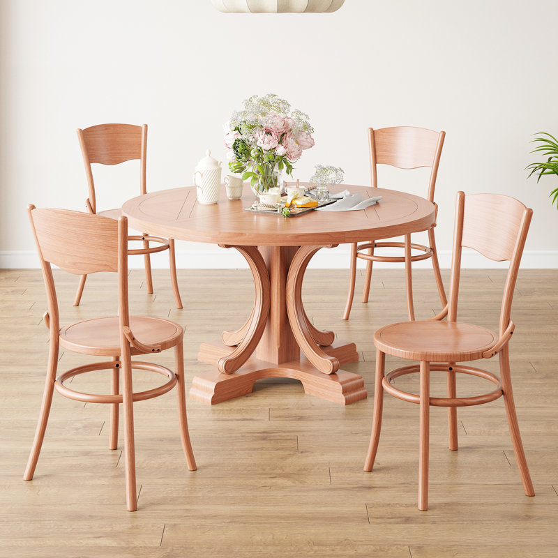 Medieval Solid Wood Side Dining Chairs, Natural
