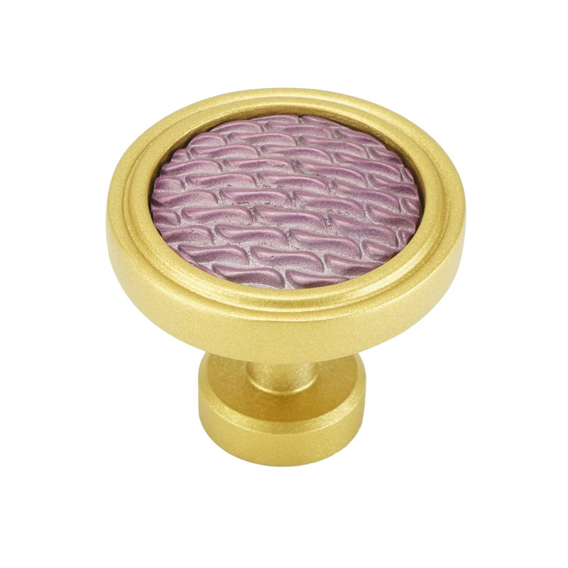 Spectra Waves knob in gold finish, Gold/Fuchsia Pink