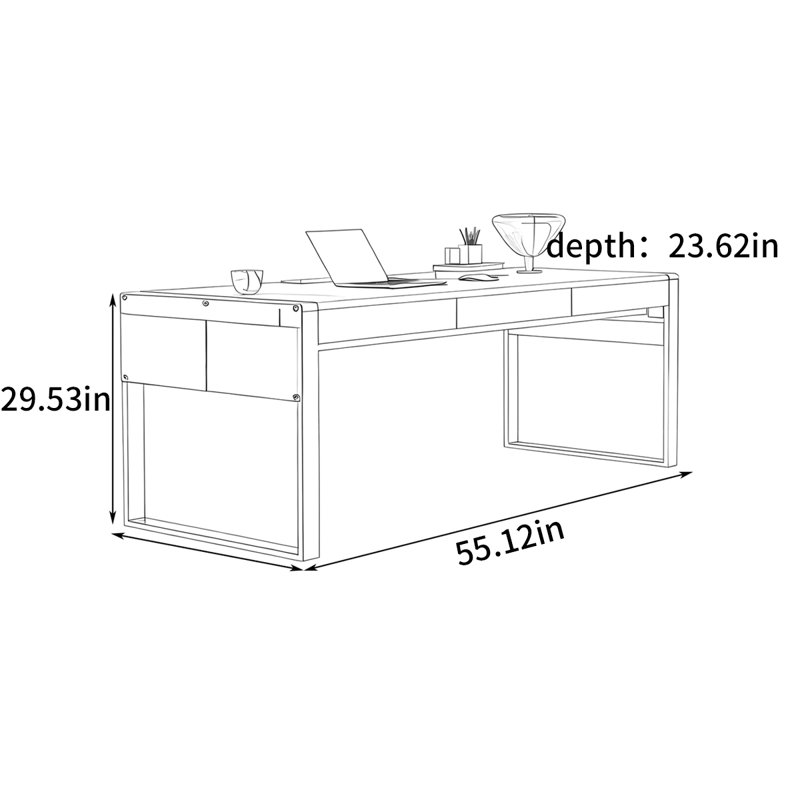 Bureau italien de luxe minimaliste italien, H 29,53 po x l 55,12 po x P 23,62 po