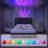 Wingback Upholstered Bed Frame with Galaxy Star Projector Speaker USB, Drawers and Storage Headboard-689939974-681121616