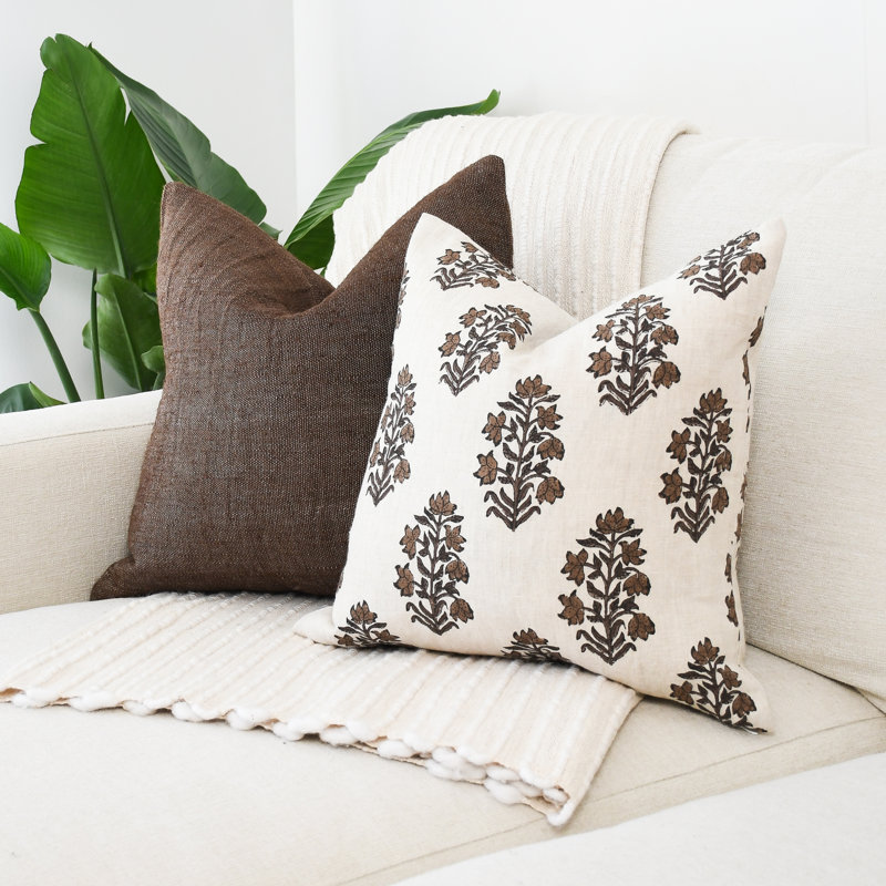 Brown Block Print Pillow Covers