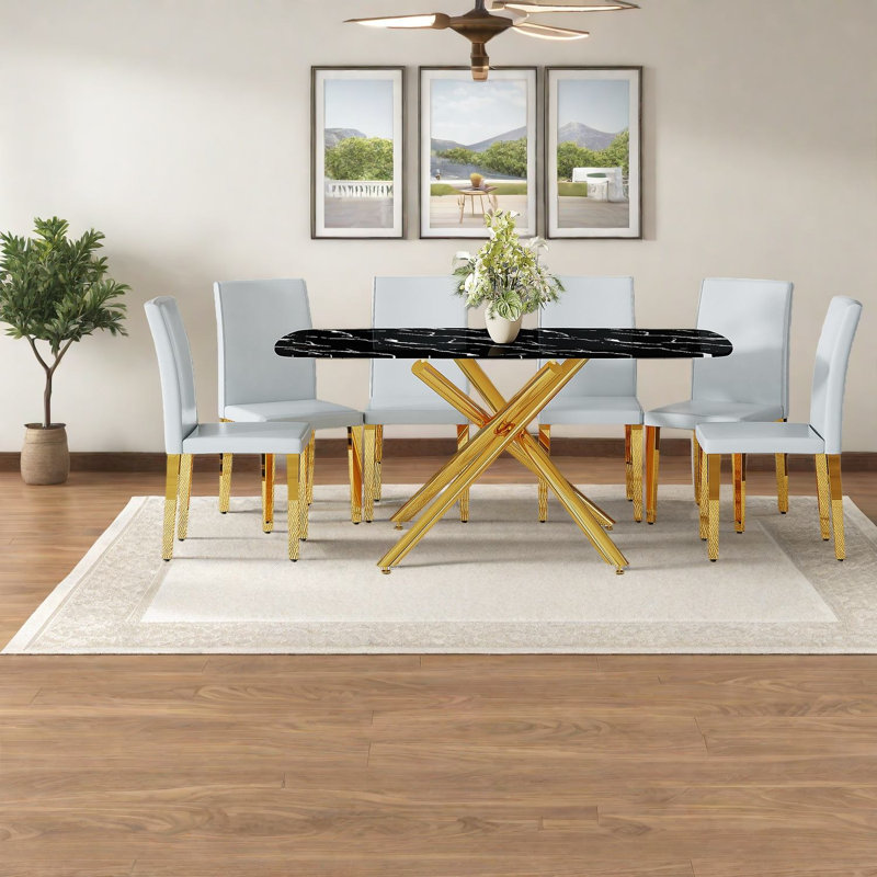 Modern Dining Table Sets(must Include Both Table And Chair) Glass Metal