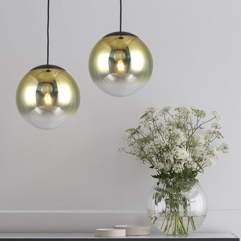 Progress pendant lamp glass with colour gradient, Gold