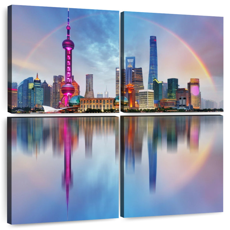 Sireci Shanghai Rainbow Skyline, 32" H x 32" W