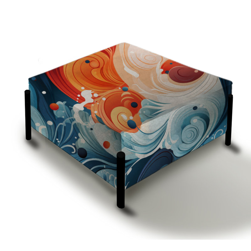 Yin and Yang Symmetry - Grand repose-pieds carré oriental