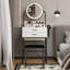 Dressing Table with LED Lighted Mirror, Makeup Vanity Desk with Stool and 2 Drawers, 55CM Desktop-658937675