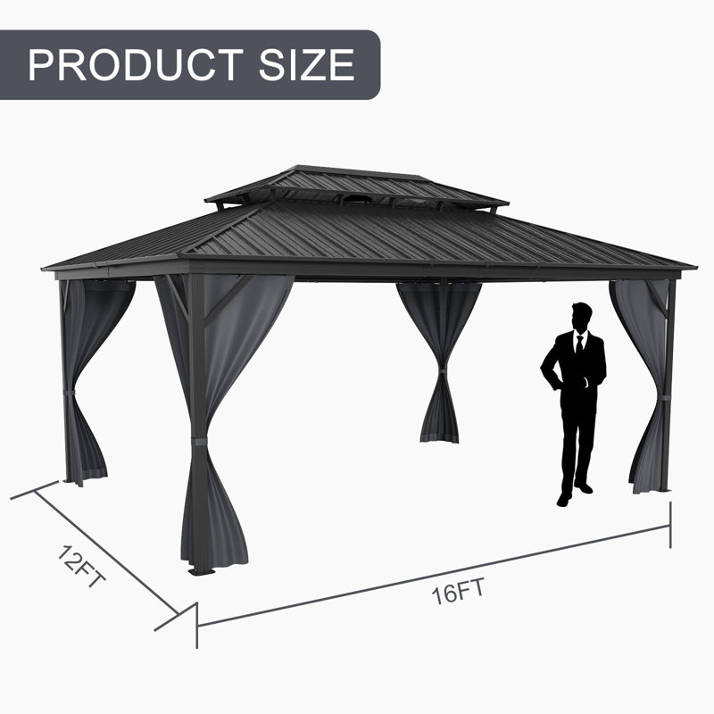 Patio Gazebo, 144" H x 192" W x 116.4" D