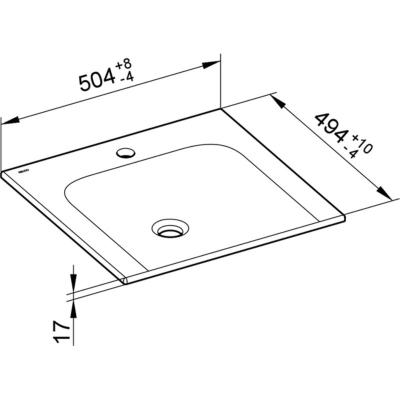 Keuco 49.4mm W White Ceramic Rectangular Sink, 50 x 49 x 2 mm