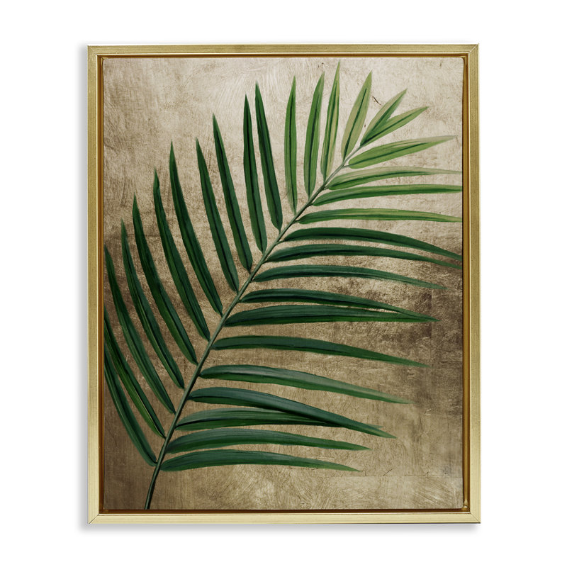 Cadre flottant Earthy Palm Leaf, design par Anna Lischenko, H 21 po x l 17 po, Cadre flottant métallique doré