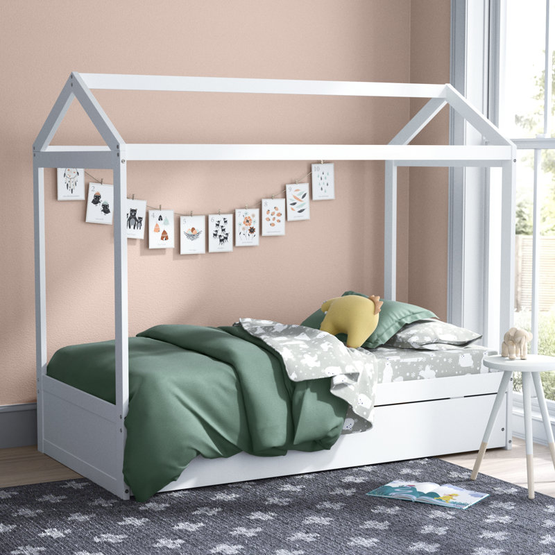 Stuckey Wood Platform Bed with Twin Size Trundle, Twin