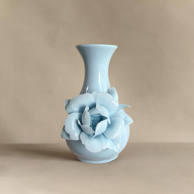 Exquisite Hand-Pinched Peony Vase In Fine Ceramic