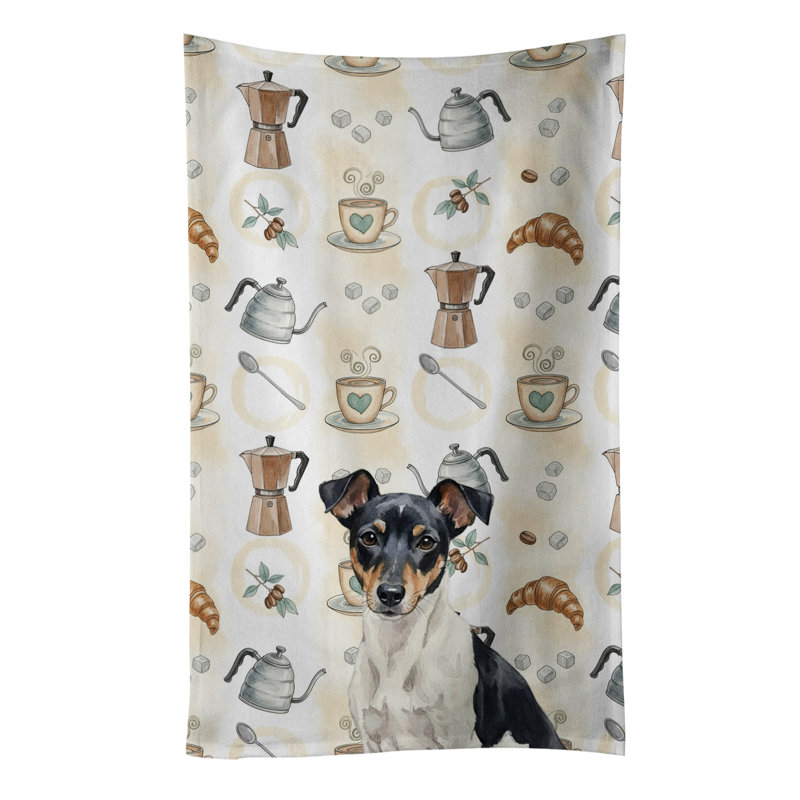 Serviette de cuisine Coffee Bar, Rat terrier noir et blanc