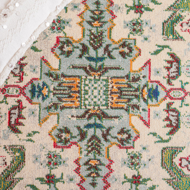 Madison Green and Aqua Oriental Runner Rug