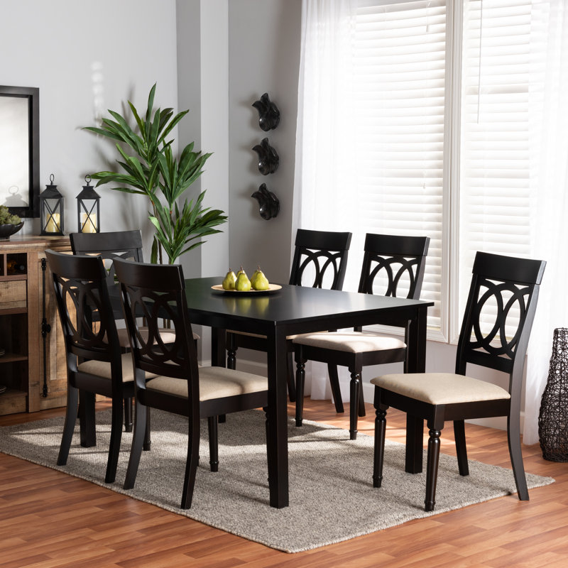 Ingaret 6 - Person Four Leg Dining Set, Brown, 7