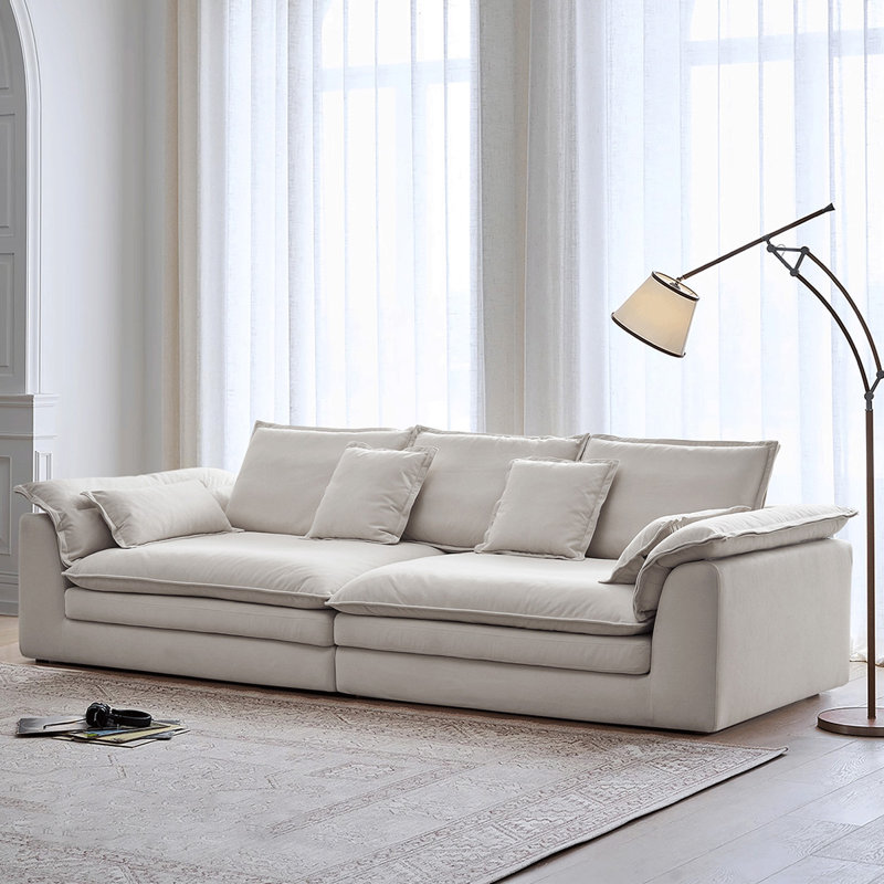 Canapé modulaire en coton et lin blanc, H 35,43 po x l 102,36 po x P 47,24 po, 3