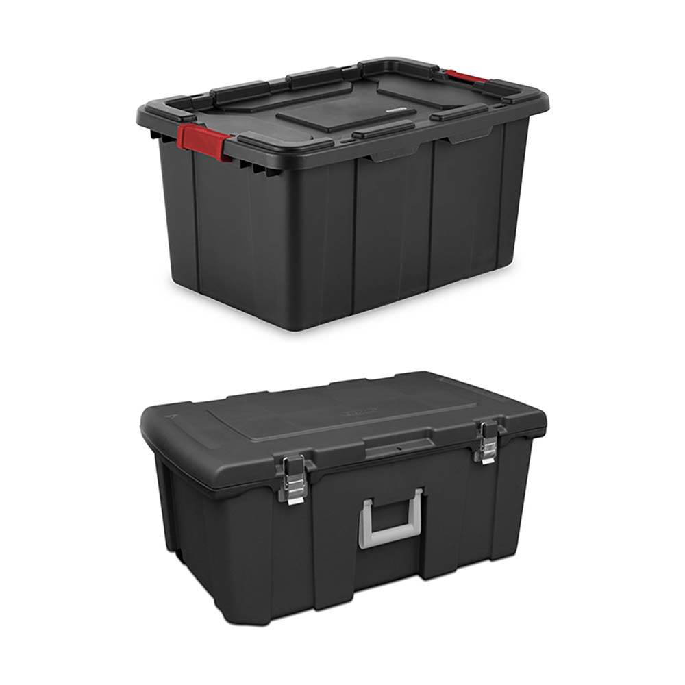 Heavy Duty Plastic Industrial Storage Bin Tote Box Container Organizer Set  of 4