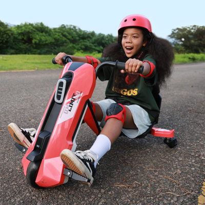 Kart électrique à la dérive 12V avec siège réglable, musique Bluetooth et rotation à 360 °