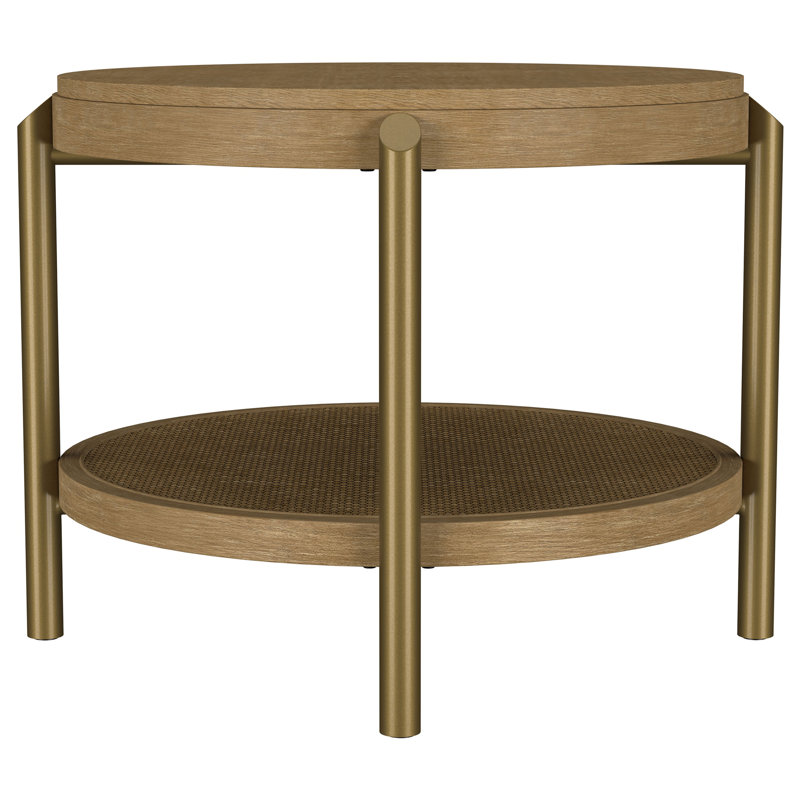 Table de bout ronde avec plateau de rangement Benson, Sand/Brown