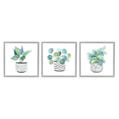 "Vase à motif de fleurs luxuriantes" par Tava Studios - ensemble de 3 impressions sur toile