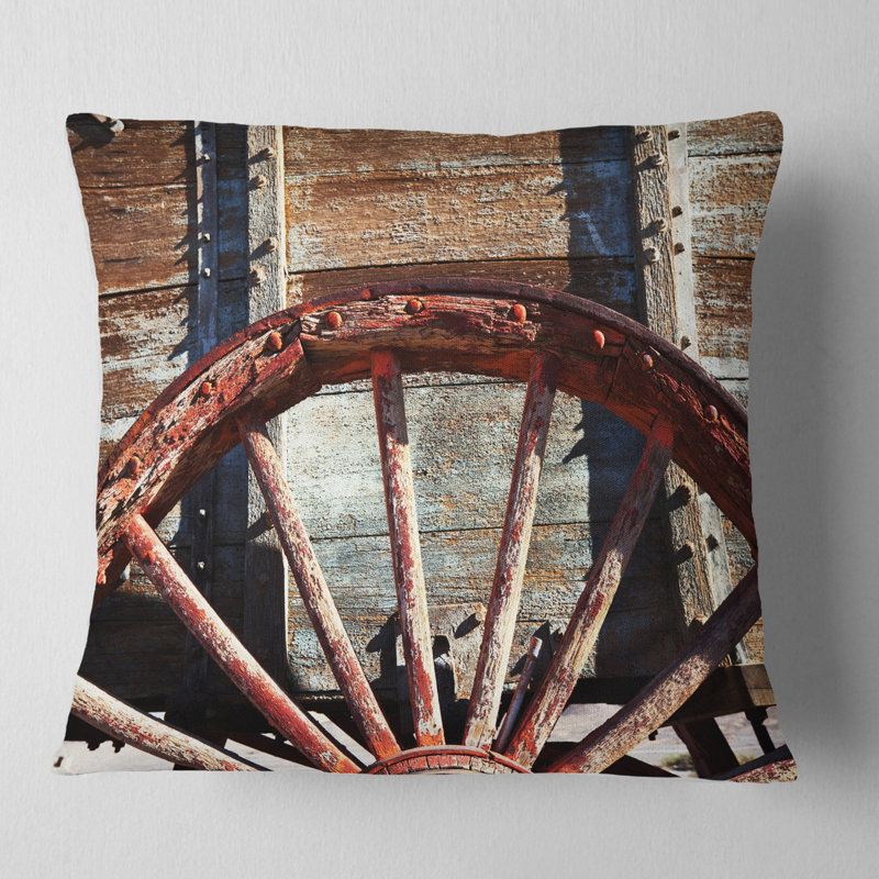 Coussin Old Wheel Wheel, 16 po x 1 po, Carré