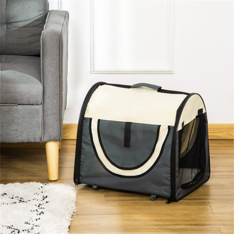 Steel Collapsible Soft-Sided Crate with 1 Door, Grey, 41cm H x 46cm W x 36cm D