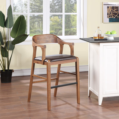 Kolpack Upholstered Faux Leather Counter Stool with Solid Wood Frame