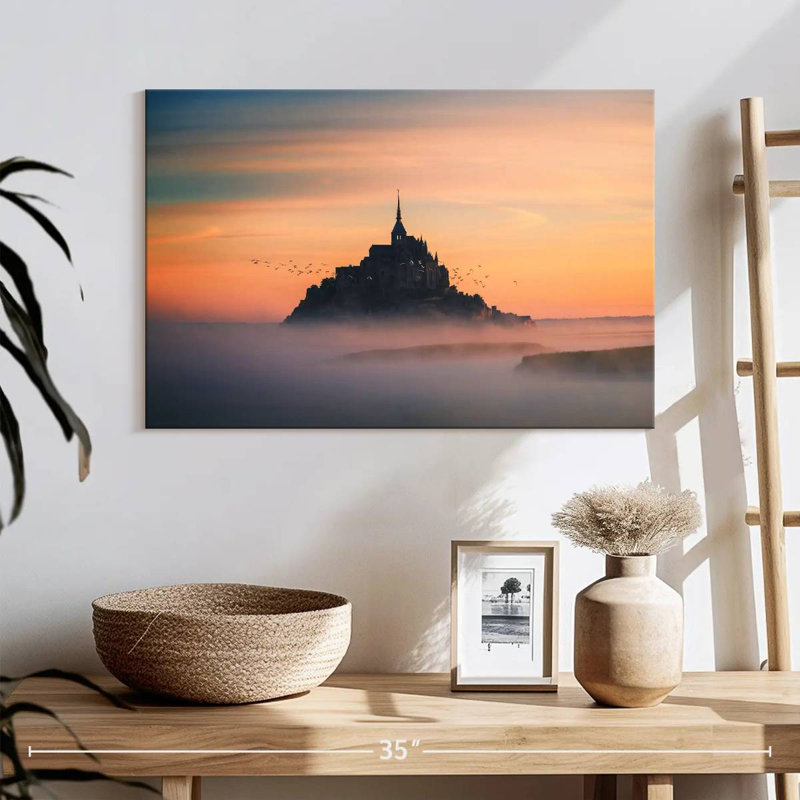 Lilie, château mystique au lever du soleil, H 16 po x l 24 po