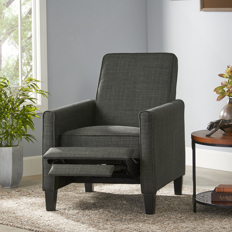 Dark Grey Linen Push Back Chair for Elegant Home Décor