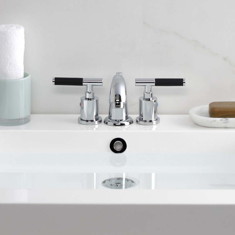 Kingston Brass Kaiser Two-Handle 3-Hole Deck Mount Widespread Bathroom Faucet with Retail Pop-Up Drain, Polished Chrome