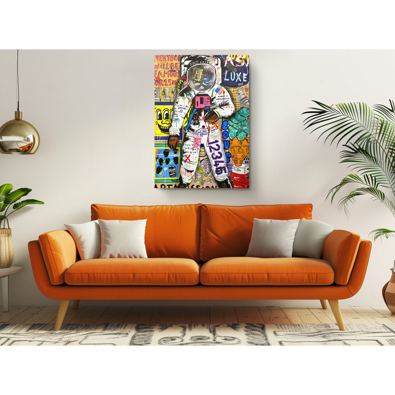 Astronaute Pop Art Street Art, reproduction sur toile, H 36 po x l 24 po