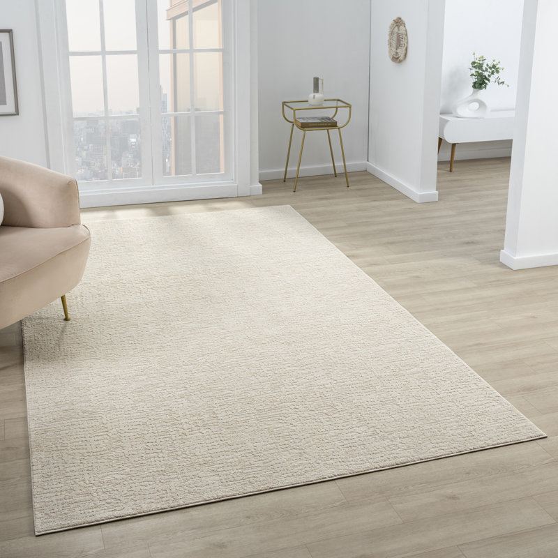 High-Low Modern Farmhouse Premium Performance Beige Indoor Area Rug, Rectangle 6' x 9'3"