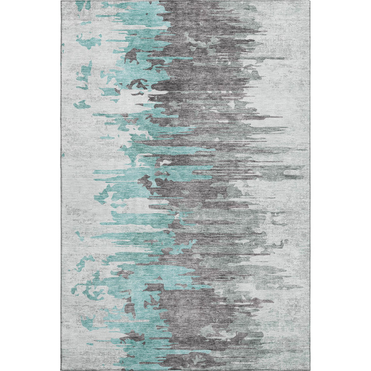 Premium Machine Washable Prisco Teal Rug