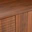 Buffet Mid-Century moderne en noyer, armoire de rangement sculptée géométrique de 59 x 16 x 33 pouces avec pieds en métal, crédence polyvalente pour le salon, la salle à manger et le vestibule