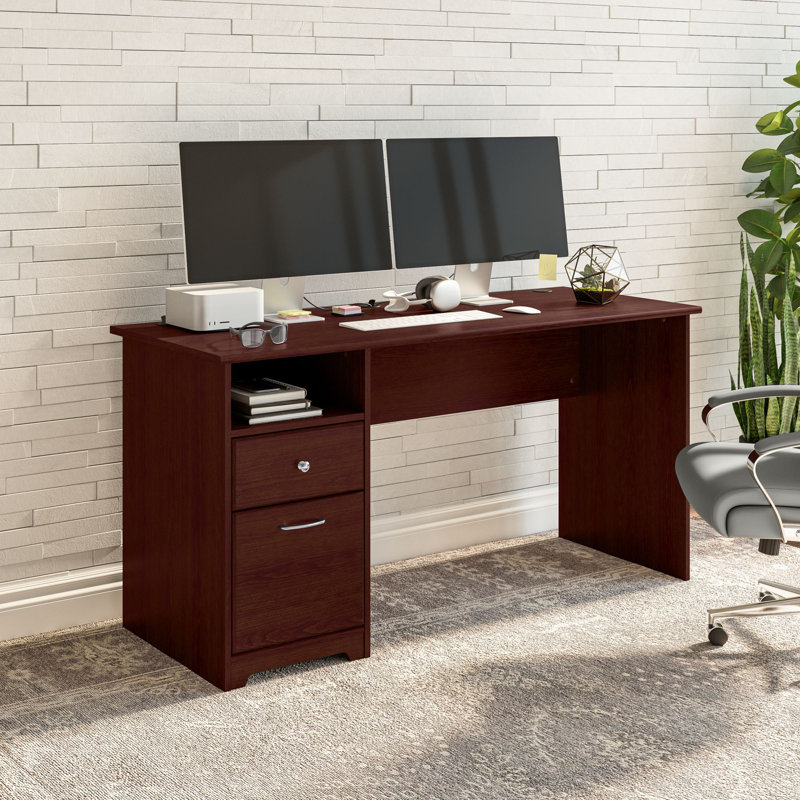 Ozro Singe Pedestal Desk, Harvest Cherry, 30" H x 60" W x 23" D