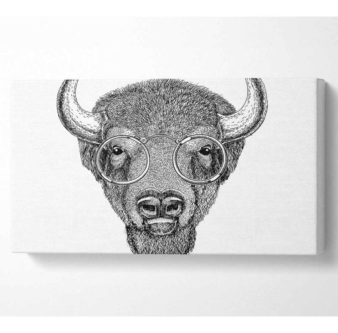 Brille auf einem Bison - Kunstdrucke auf Leinwand - Wrapped Canvas