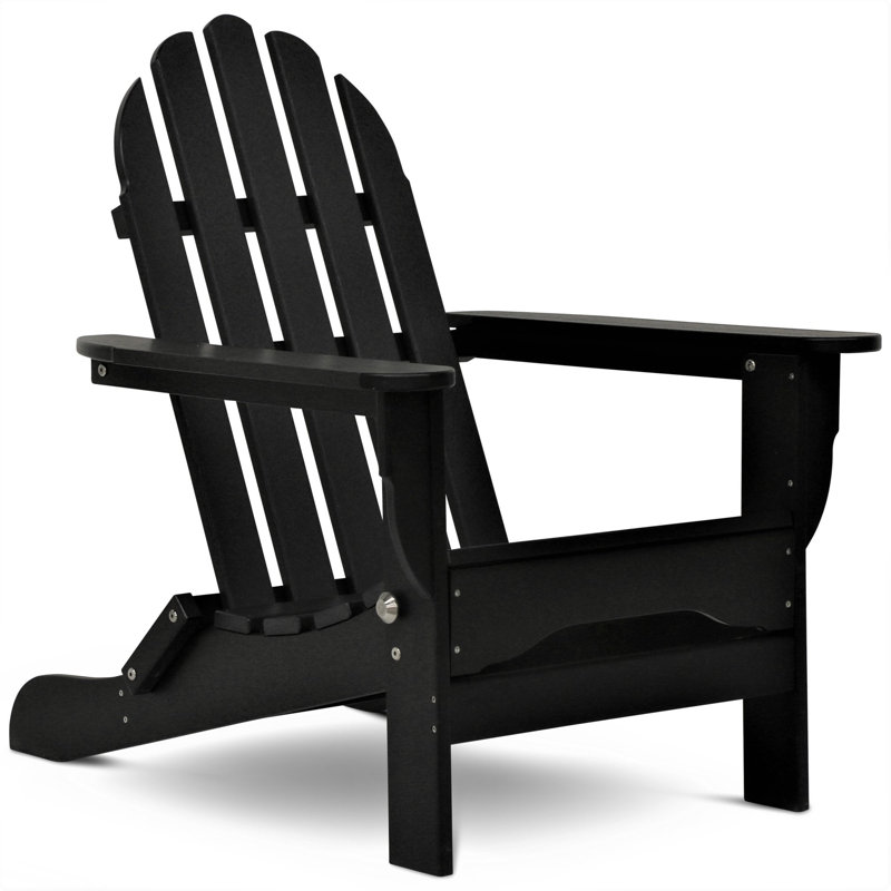 Leighton Foldable Outdoor Adirondack Chair, Black