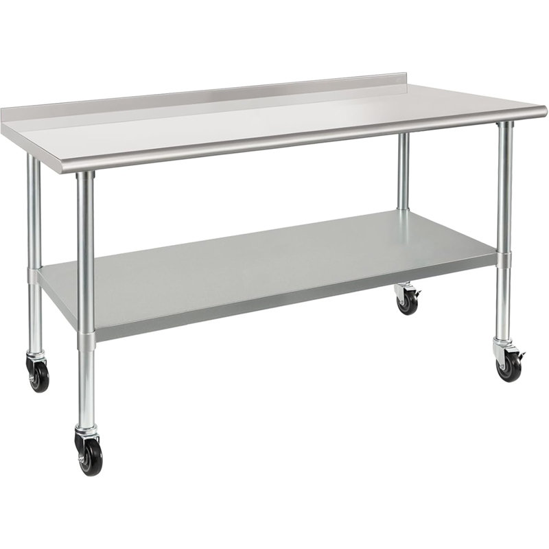 Table de préparation en acier inoxydable avec roulettes