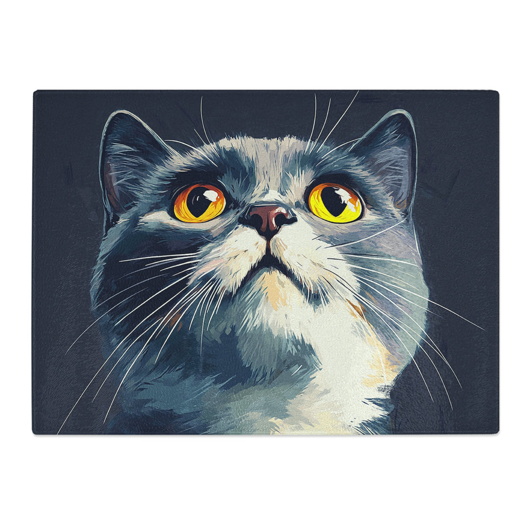 Scottish Fold Cat  Glass Chopping Board