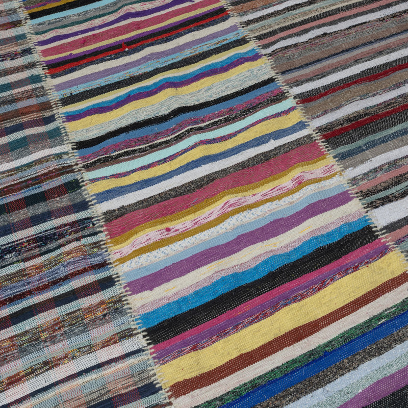 Kilim surdimensionné rétro 12,7 x 19,6 pi Tapis en coton tissé à la main. Tapis turc coloré. Taille réglable